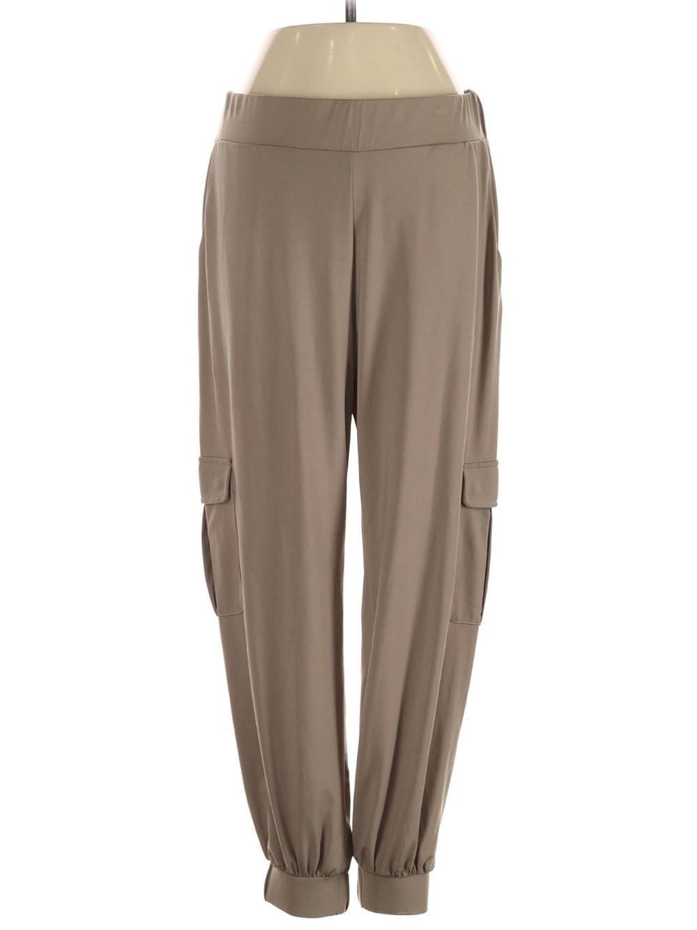 Lisa Rinna Collection Taupe Cargo Jogger Pull-On Elastic Waist Cuffed Size XLP